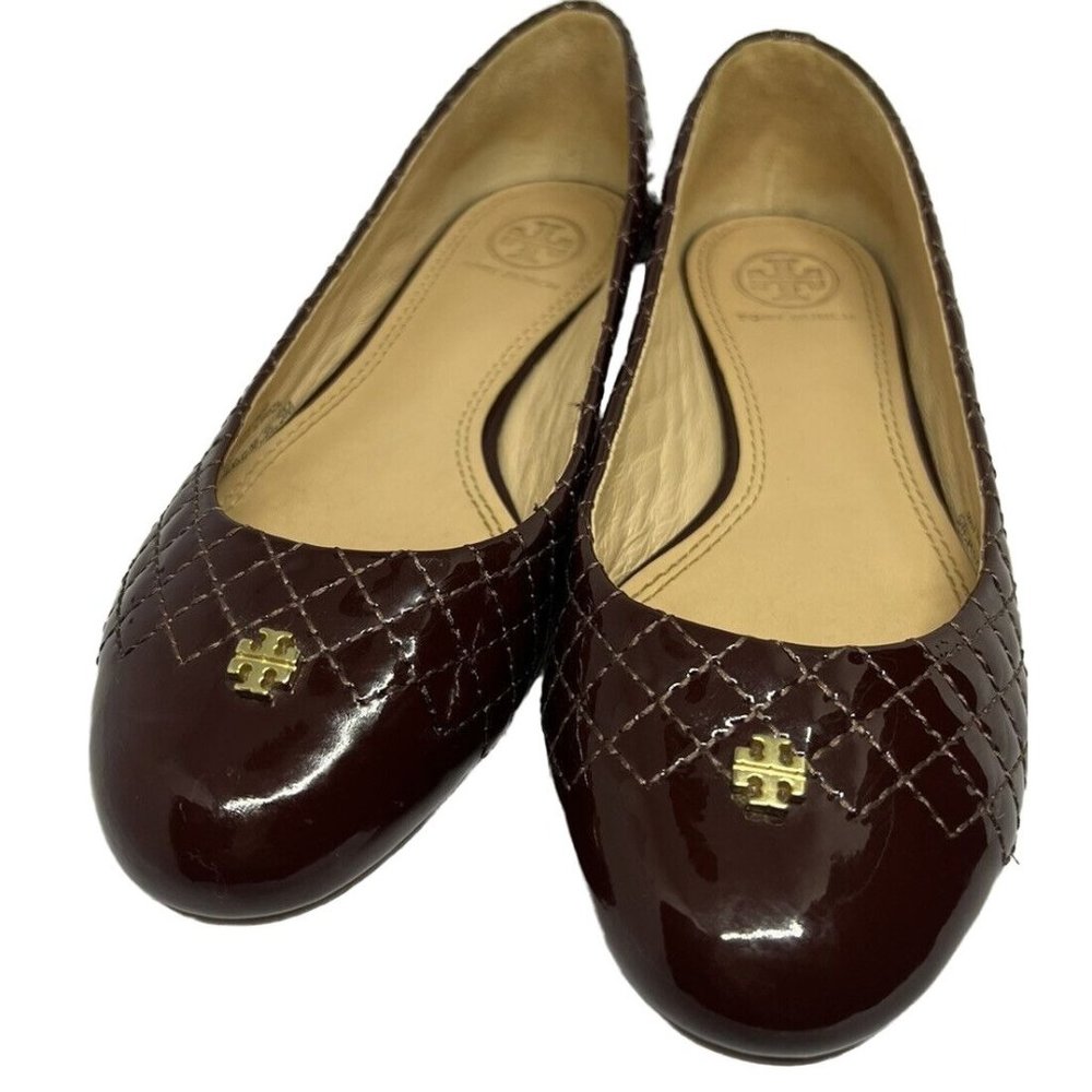 Tory Burch Brown Patent Leather Flats size 5